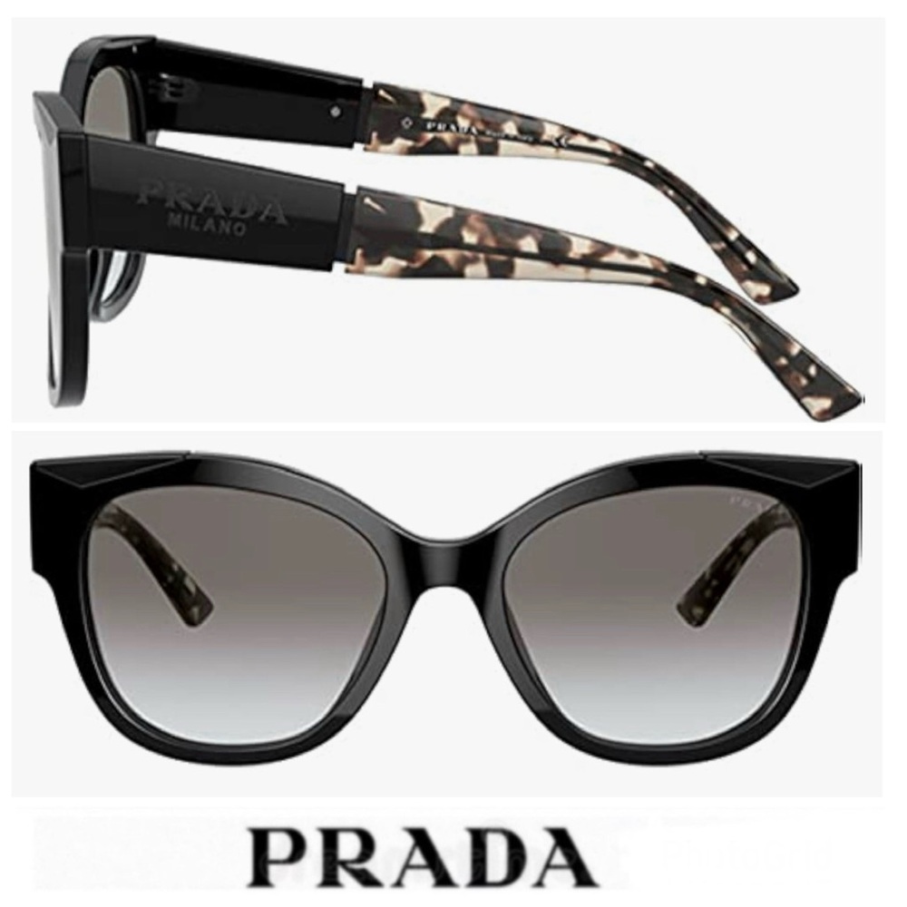 PRADA PR 02WS 01MOA7 54 Gray Lens Black Tortoise Frame Cat Eye Gradient Sunglass